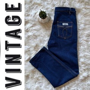 Vintage 1980s dark denim high rise straight leg pants